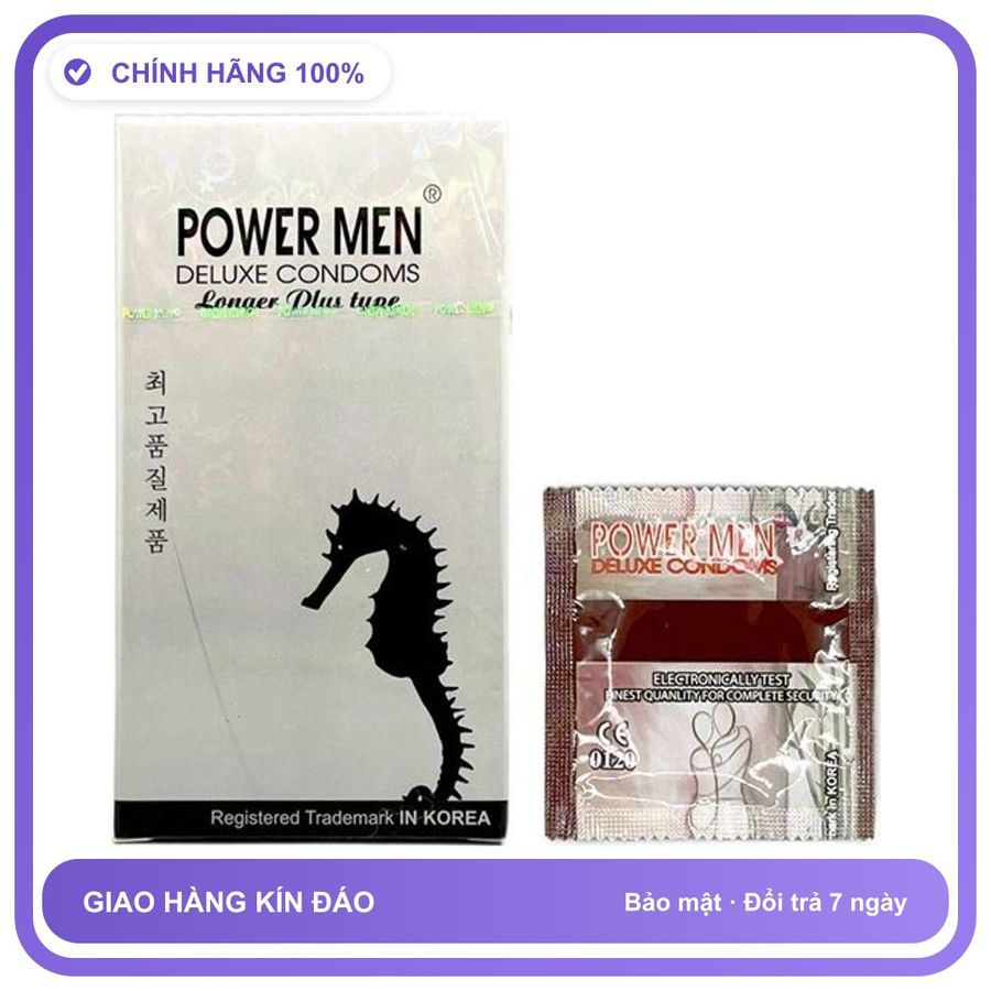 Bao cao su kéo dài quan hệ Powermen Longer Plus Hộp 12 cái