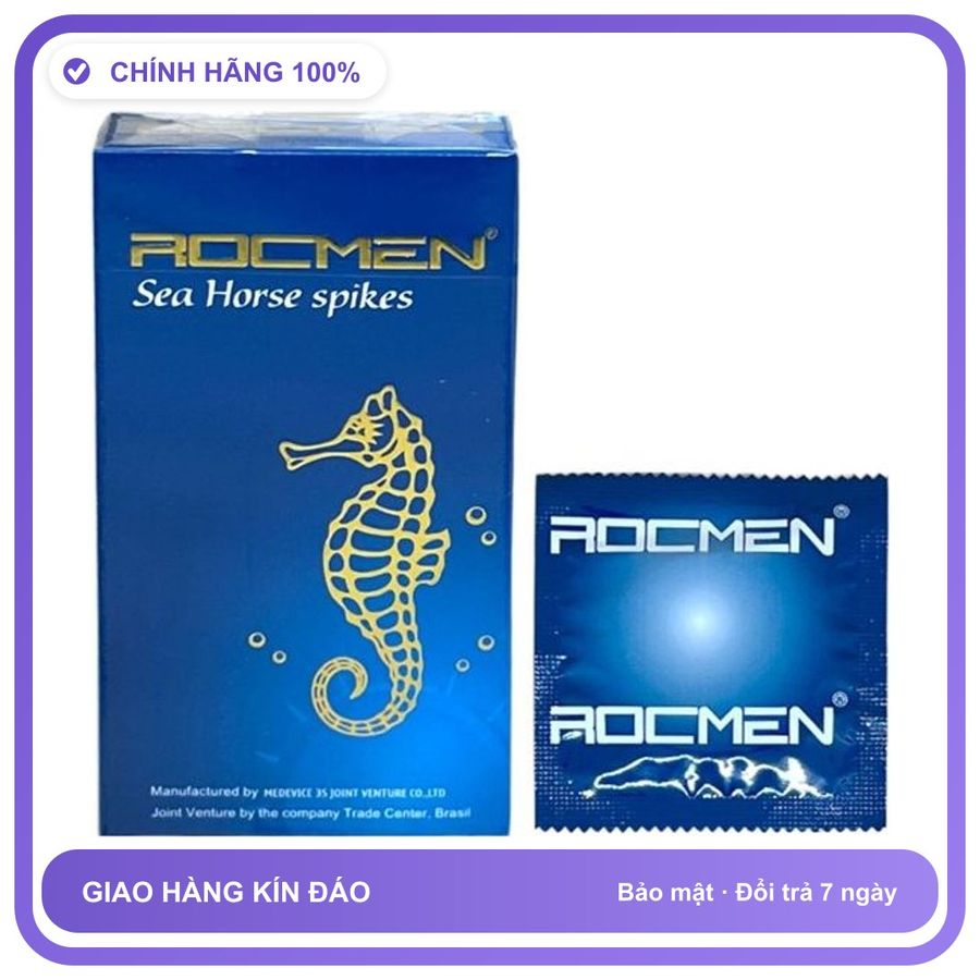 Bao cao su gân nhám Xanh Rocmen Hộp 10 cái