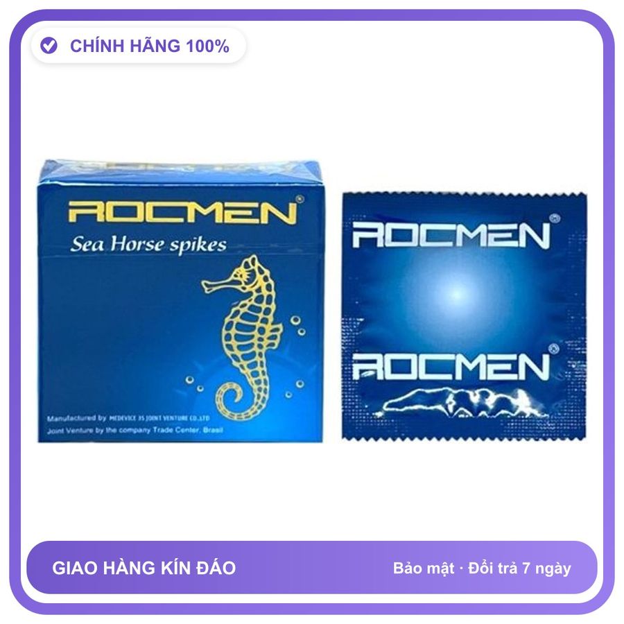 Bao cao su gân nhám Xanh Rocmen 1 hộp Hộp 3 cái