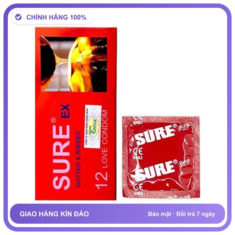 Bao cao su khách sạn nhà nghỉ Đỏ Sure Hộp 12 cái