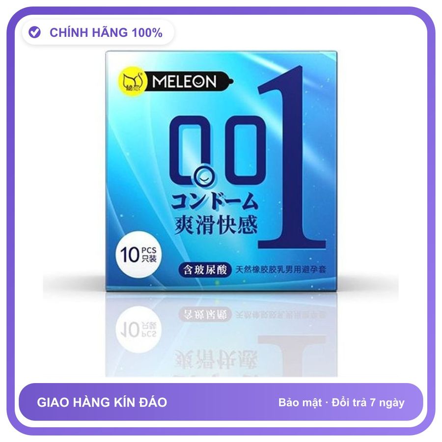 Bao cao su siêu mỏng Meleon Square 001 - Smooth Pleasure Xanh Hộp 10 cái