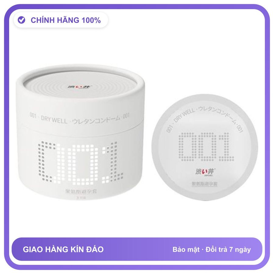 Bao cao su siêu mỏng DryWell Super Thin PU 001 C-37 Hộp 3 cái