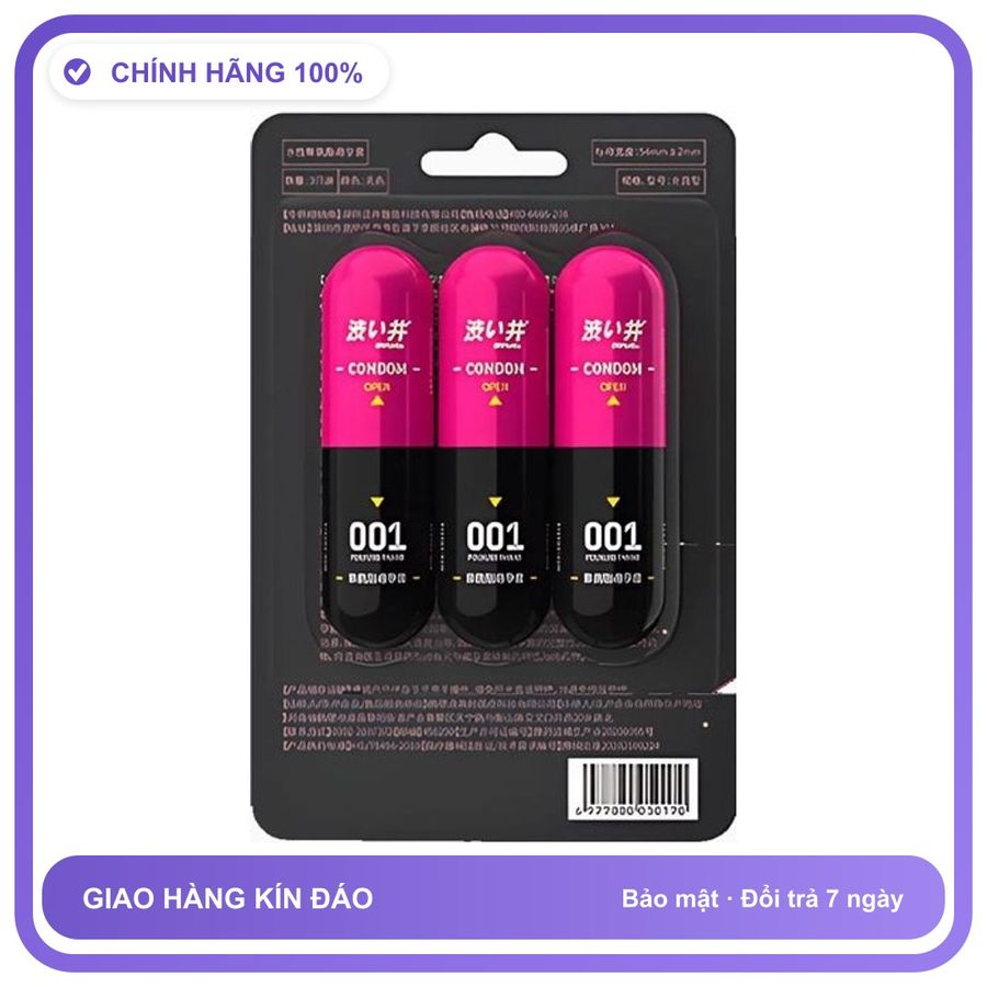 Bao cao su siêu mỏng DryWell PU 001 Numbness Orgasm C-42 Đen Hộp 3 cái