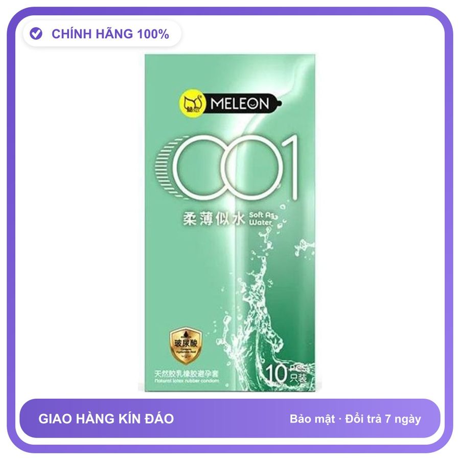 Bao cao su siêu mỏng Meleon 001 Soft As Water Hộp 10 cái