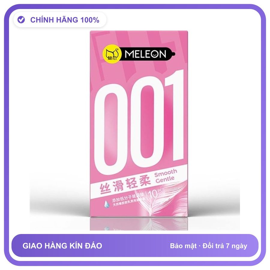 Bao cao su siêu mỏng Meleon Ultra Thin 001 - Smooth Gentle Hồng Hộp 10 cái