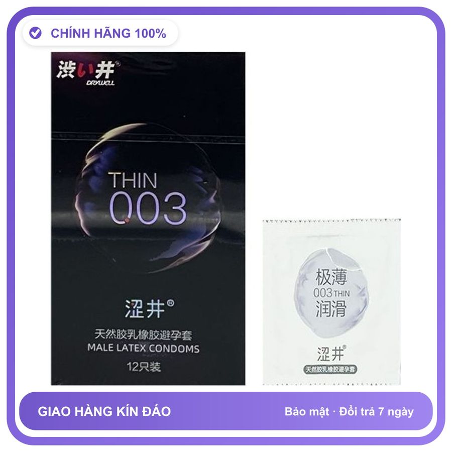 Bao cao su siêu mỏng DryWell Ultra Thin 003 C-11 Hộp 12 cái