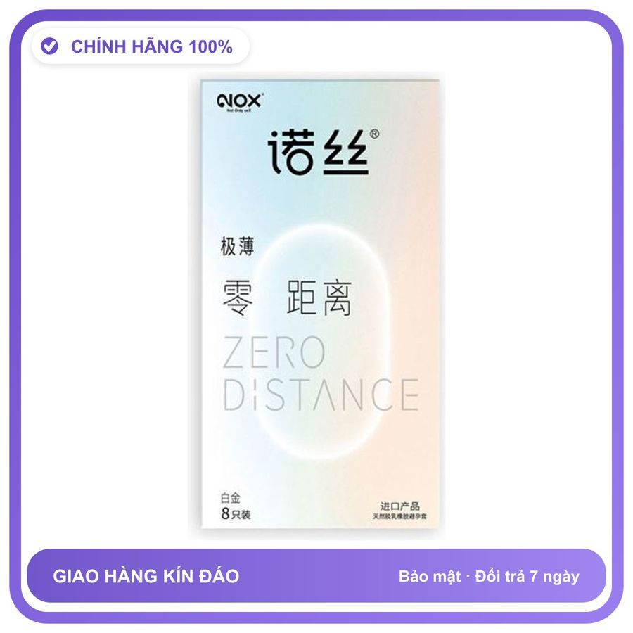 Bao cao su siêu mỏng Nox 003 Zero Distance Platinum Hộp 8 cái