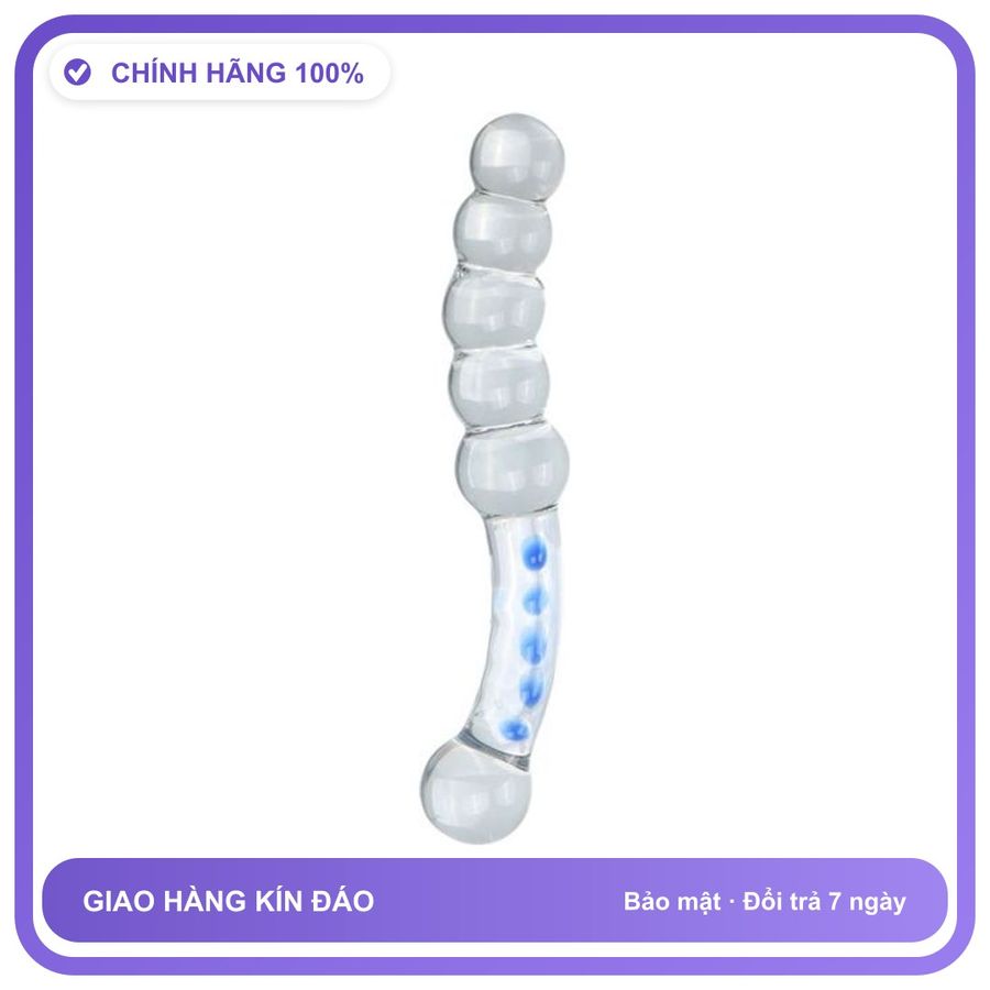 Dương vật giả Thủy Tinh 3 Cm E 5 Bi Xanh