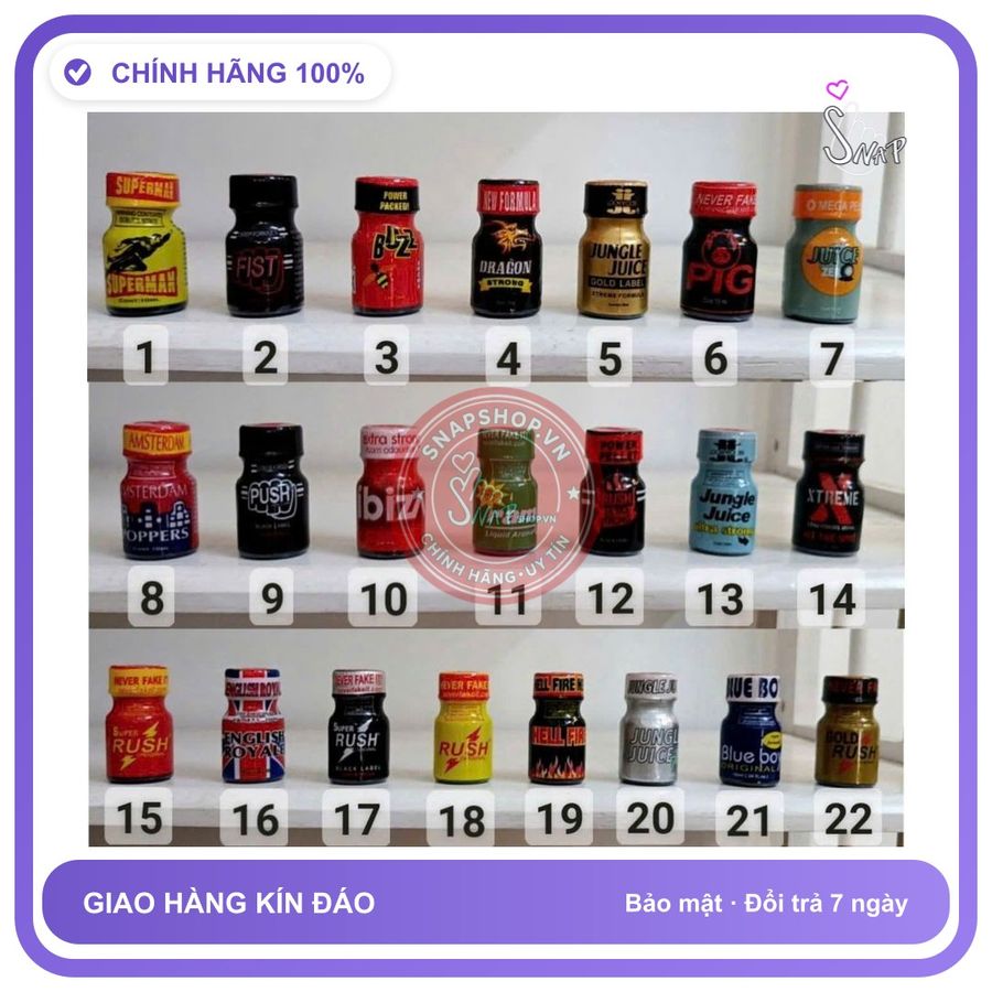 Chai hít tăng khoái cảm Popper JUNGLE JUICE 10ml Popper 10ml USA, lấy ngẫu nhiên, shop sẽ lấy chai tốt nhất cho khách, che tên
