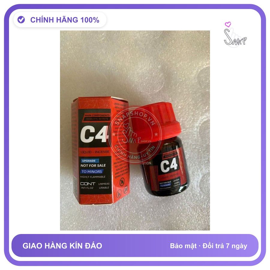 Chai hít tăng khoái cảm Popper C4 20ml popper 20ml C4 cao cấp chính hãng USA, dòng mạnh,không cồn, che tên sp