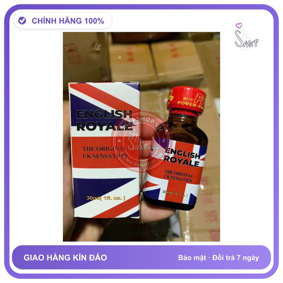 Chai hít tăng khoái cảm Popper ENGLISH ROYALE 30ml Popper mỹ 30ml, Cực Mạnh, Phê Lâu,Tác Dụng Tức Thì, Che Tên