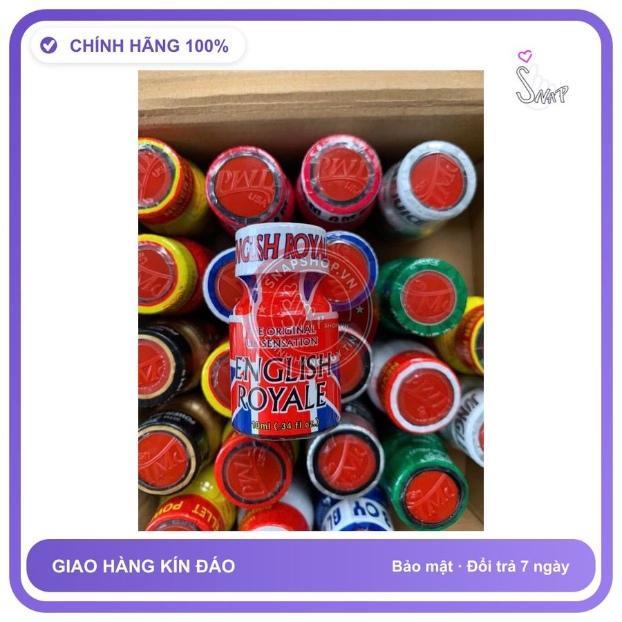 Chai hít tăng khoái cảm Popper ENGLISH ROYALE 10ml popper 10ml USA cực mạnh cho người lờn lâu năm, che tên sp