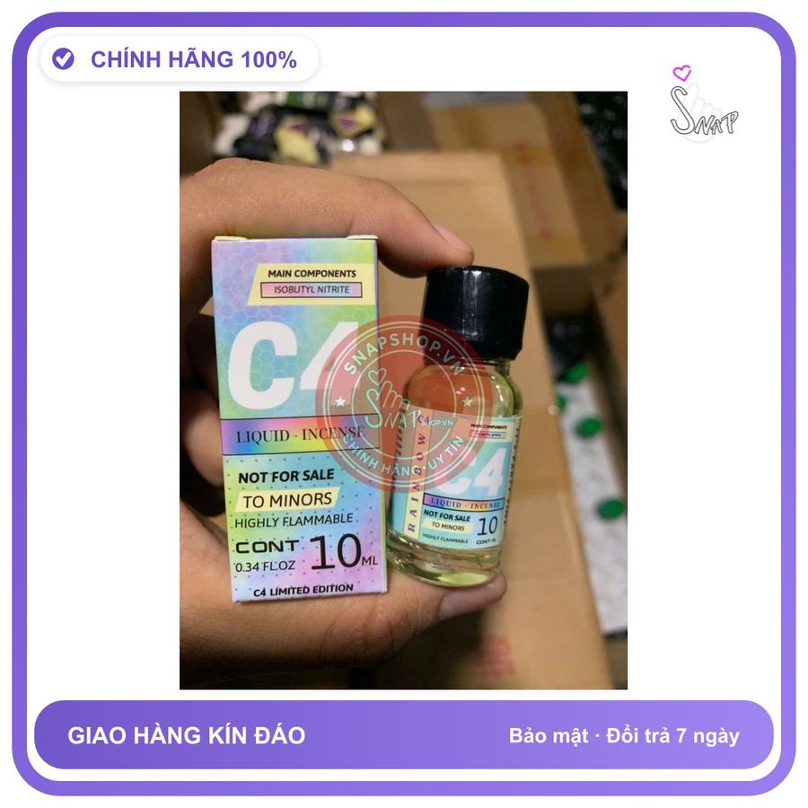 Chai hít tăng khoái cảm Popper C4 10ml popper 10ml C4 nước hoa mạnh, không cồn, che tên sp