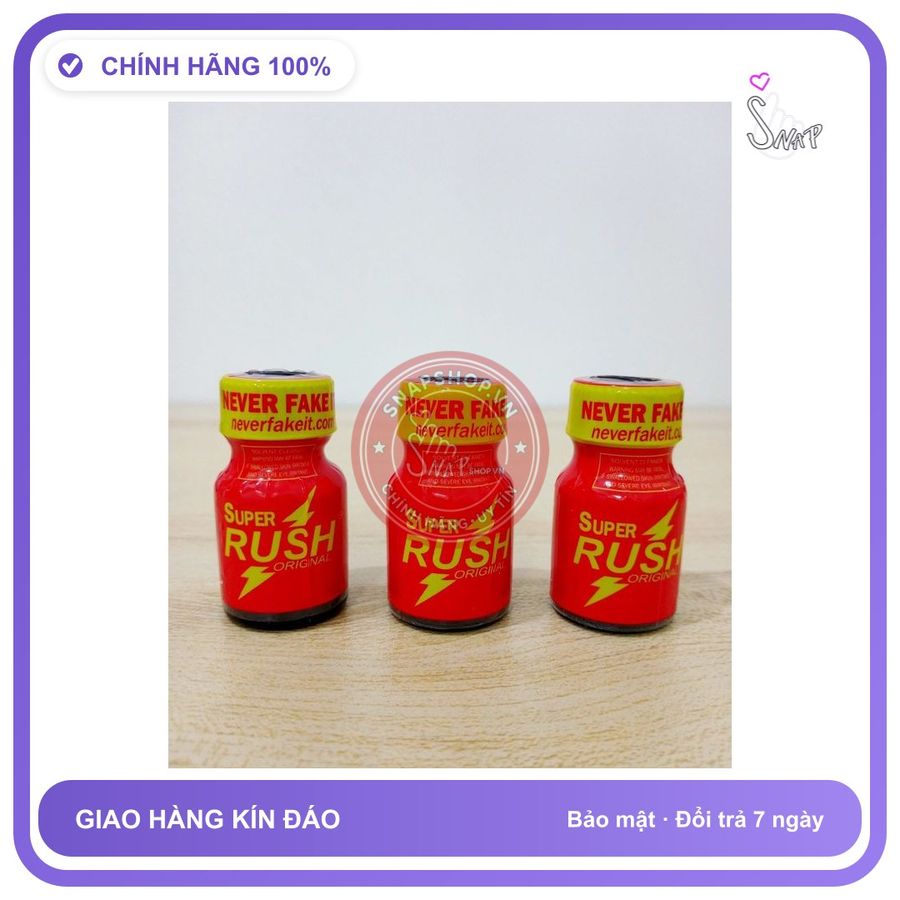Chai hít tăng khoái cảm Popper SUPER RUSH 10ml Popper 10ml RUSH nắp đỏ USA Cực Mạnh, Không Nồng