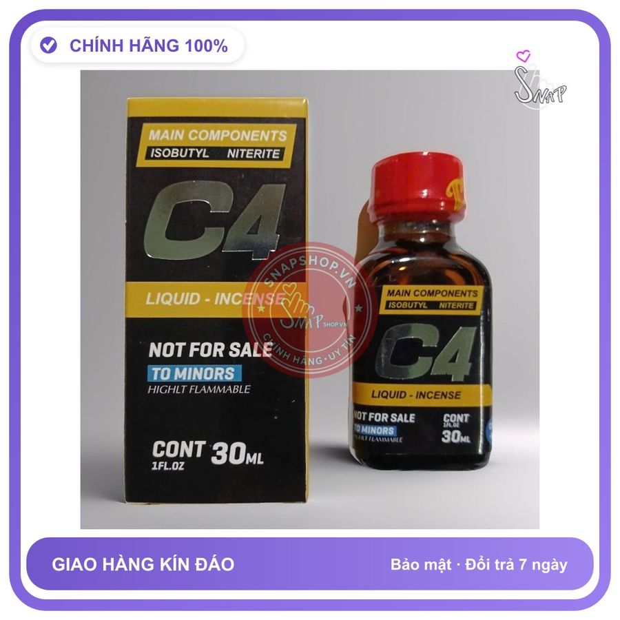Chai hít tăng khoái cảm Popper C4 30ml Chai hít Popper khô 30ml USA, Hàng Chính Hãng, Kích Thích Cực Mạnh,Tác Dụng Phê Cực Nhanh