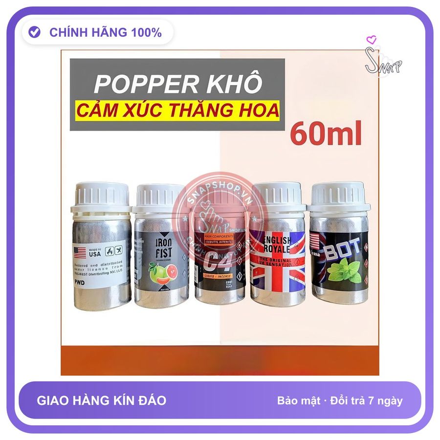 Chai hít tăng khoái cảm Popper PWRIRON FISTC4ENGLISH ROYALEBOT 60ml Popper khô 60ml, hàng tuyển chọn, mẫu cực mạnh,tác dụng mạnh mẽ, phê tới não