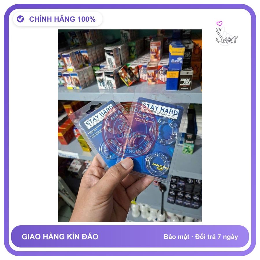 Đồ chơi người lớn STAY HARD Vòng đeo dương vật, bộ 3 cái, che tên sp