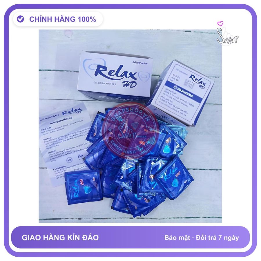 Gel bôi trơn Relax HD Gel bôi trơn Durex Hộp 30 Gói, Tiện lợi, Gel Độ trơn cao, Lâu khô, Phù hợp mọi loại da, che tên sp