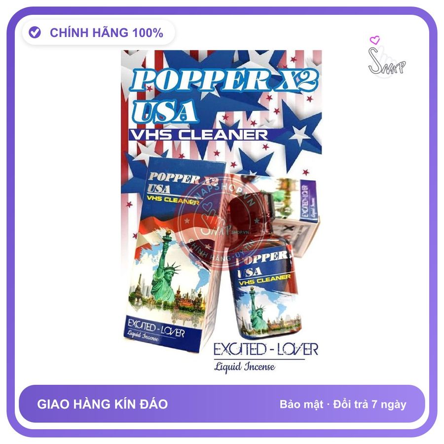 Chai hít tăng khoái cảm Popper POPPER X2 30ml Popper 30ml USA,Mạnh, ko cồn, mùi dịu, phê lâu, che tên sp