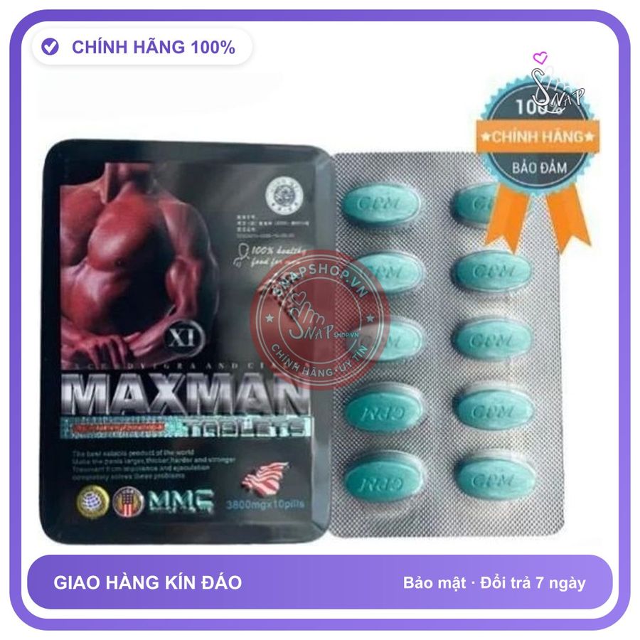 Viên uống hỗ trợ sinh lý nam MAXMAN Thuốc tăng cường sinh lý cho nam giới, uống 1 viên chơi cả tiếng, che tên sp