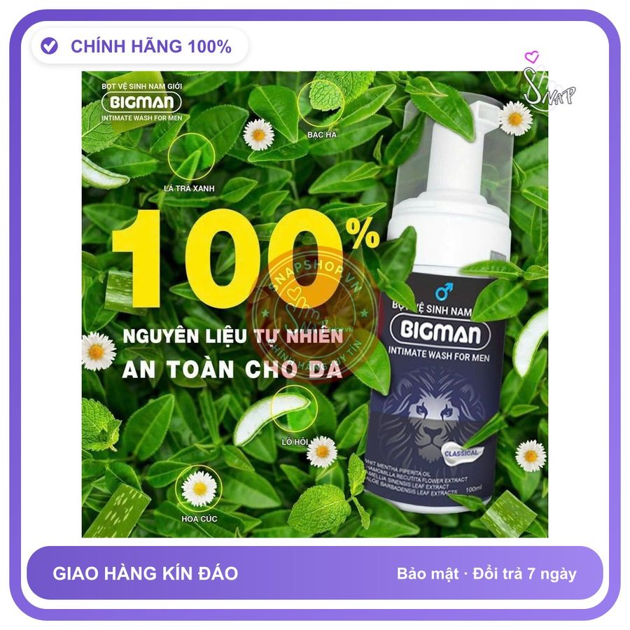 bigman Bọt vệ sinh vùng kín cho nam giới, giúp diệt khuẩn, khử mùi hôi, hương thơm quyến rũ, che tên sp