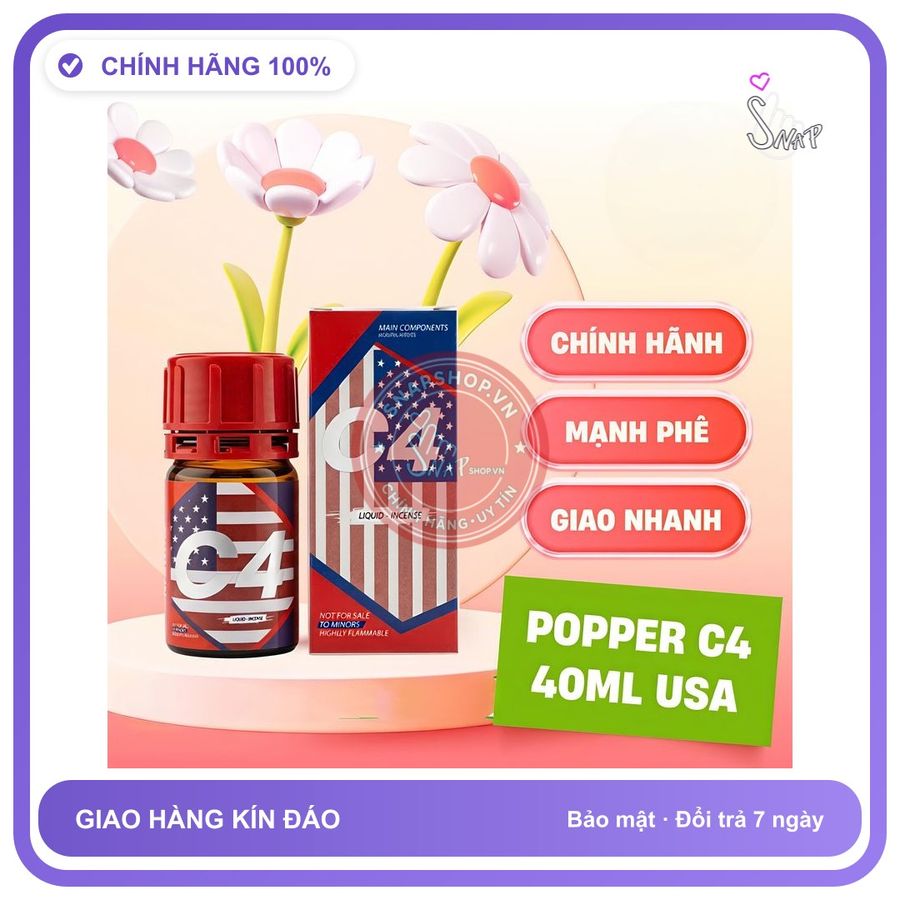 Chai hít tăng khoái cảm Popper C4 40ml Popper mỹ 40ml,tác dụng kích thích hưng phấn cực mạnh,phê lâu kéo dài, phê tới não