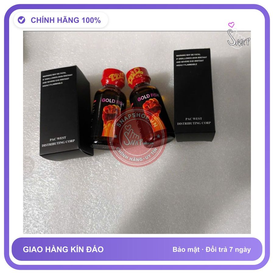 Chai hít tăng khoái cảm Popper GOLD FISH 30ml Popper 30ml, USA cho ng lờn nặng, mạnh, ko bỏng mũi, ko nhức đầu, phê lâu, chống lờn