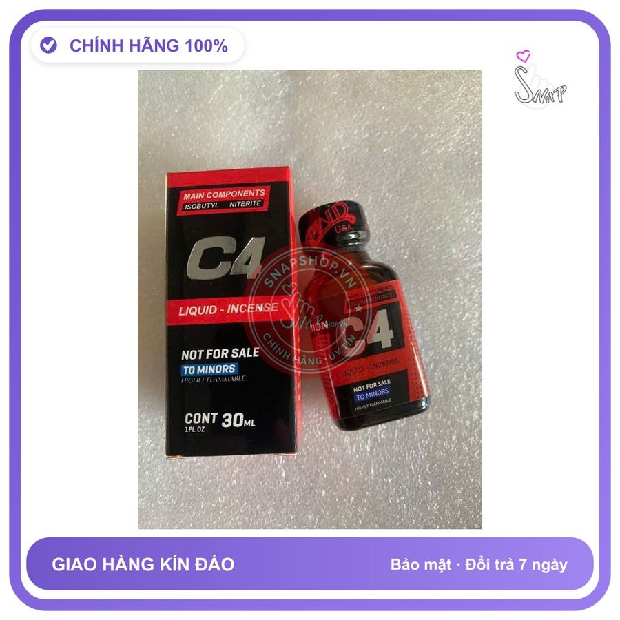 Chai hít tăng khoái cảm Popper C4 30ml Popper 30ml USA, Hàng Chính Hãng, Kích Thích Tác Dụng Cực Mạnh, Bao Phê