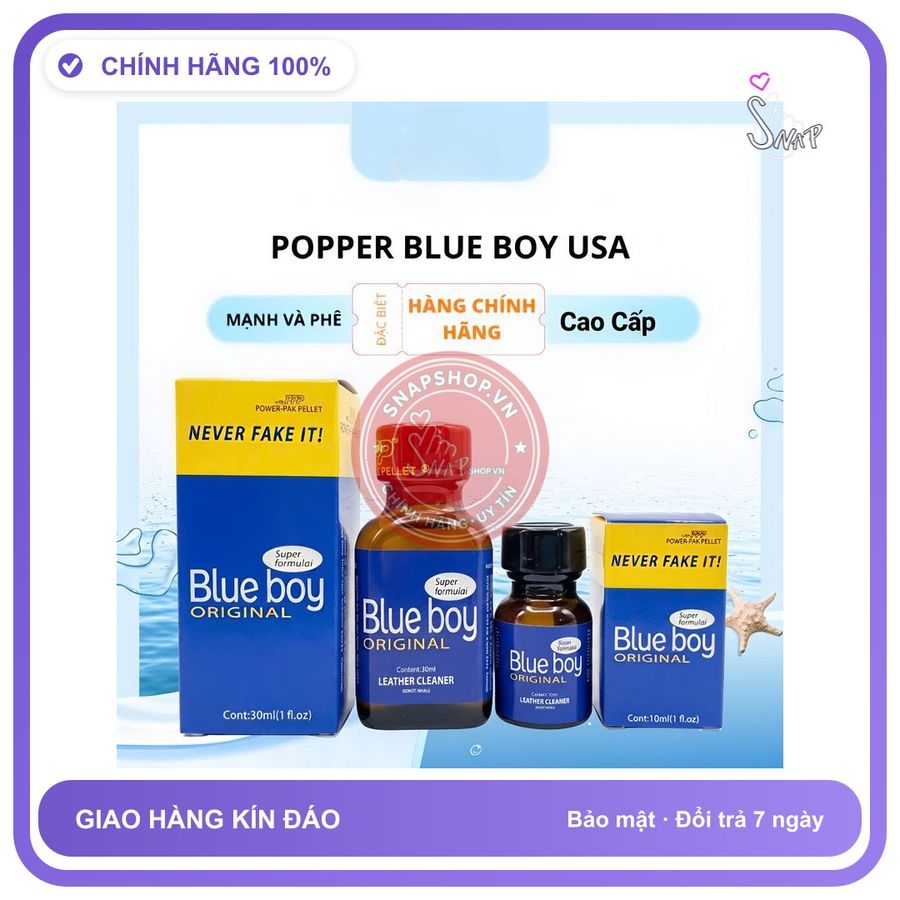 Chai hít tăng khoái cảm Popper Blue boy 10ml Popper 10ml và 30ml trọn bộ 2 chai, kích thích hưng phấn cực mạnh, tác dụng phê tức thì