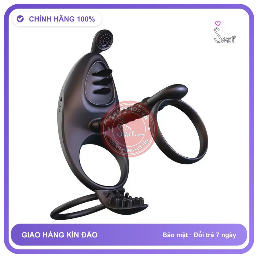 (Che Tên) Vòng Đeo Dương Vật 3 Khoen Rung Lưỡi Liếm — Điều Khiển Từ Xa - Hàng Mới Về