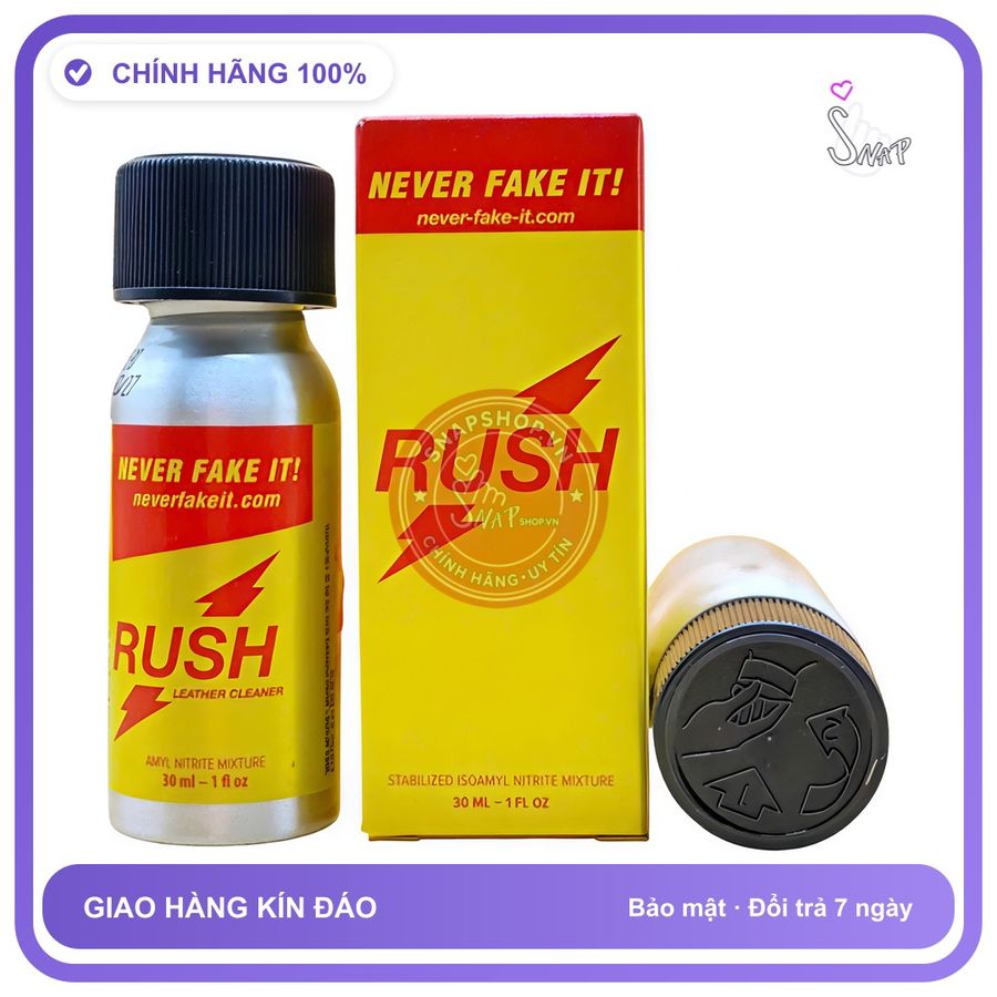 Chai hít tăng khoái cảm Popper RUSH 30ml che tên sản phẩm bảo mật kín đáo Popper Pháp 30ml, Hàng Chính Hãng, Cực Mạnh, Gây Ảo Giác, Hít Là Phê Ngay