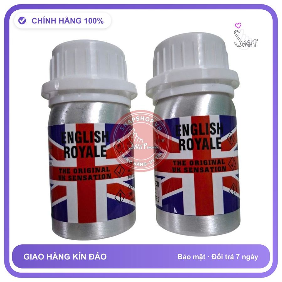 Chai hít tăng khoái cảm Popper ENGLISH ROYALE 60ml Popper Khô Mỹ Real 60ml, Dòng Chính Hãng Cực Mạnh, Tác Dụng Phê Tức Thì