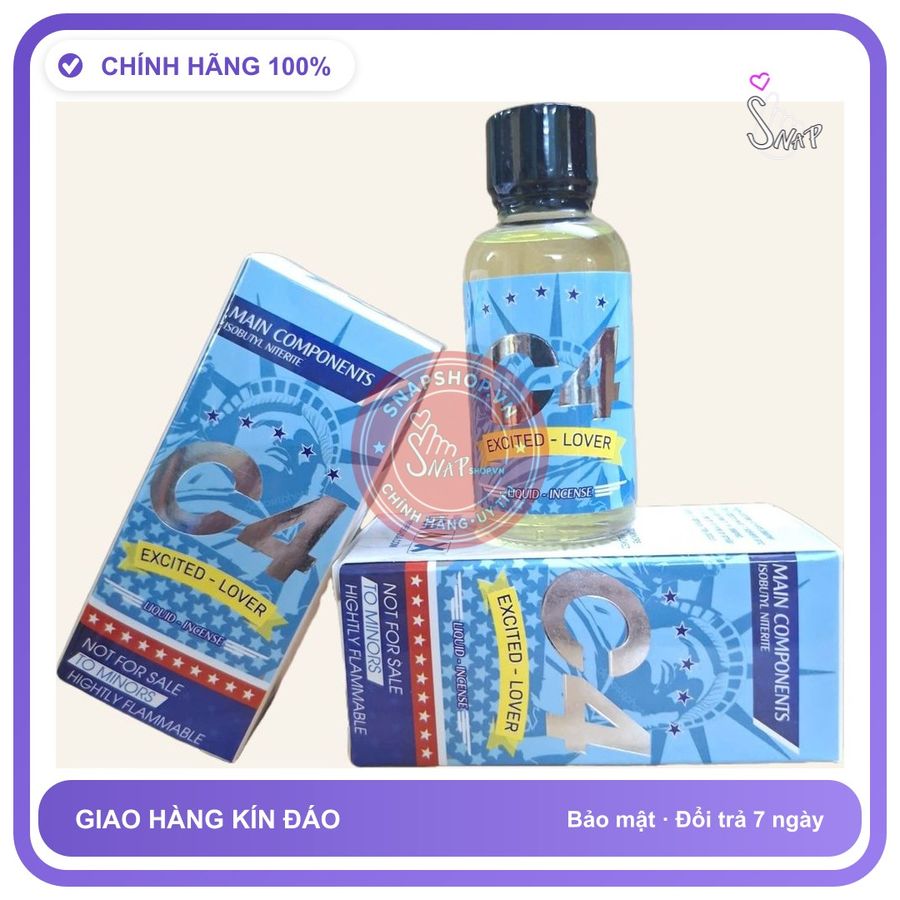 Chai hít tăng khoái cảm Popper C4 30ml Popper 30ml USA, Hàng Chính Hãng, cực mạnh tác dụng tức thì,phê lâu