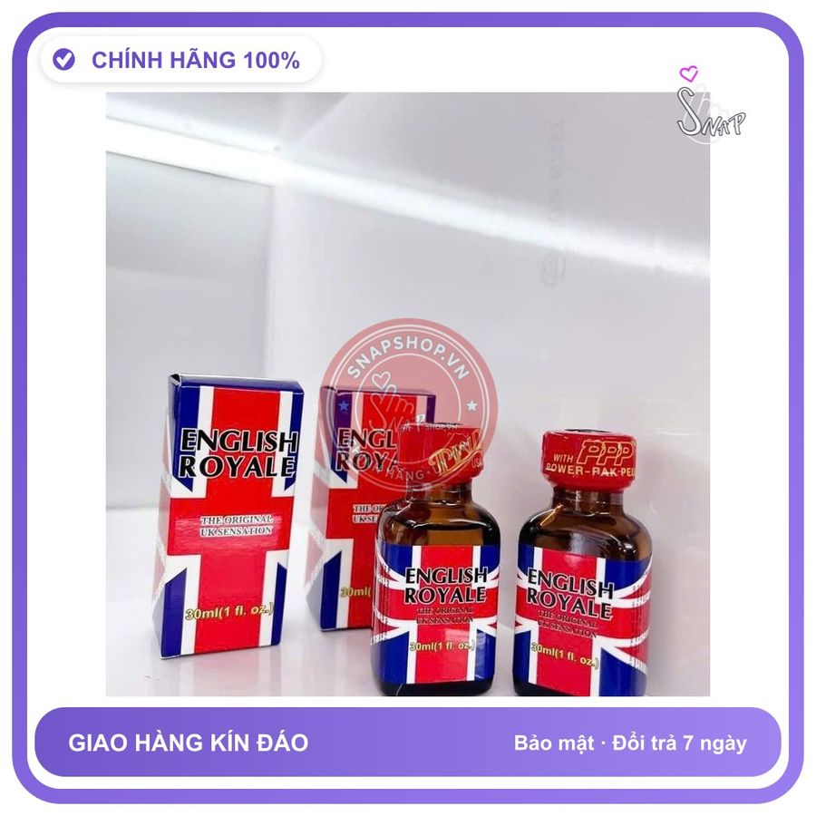 Chai hít tăng khoái cảm Popper English Royale 30ml Popper 30ml USA Chính Hãng, Kích Thích Cực Mạnh,Tác Dụng Nhanh,Phê Tức Thì
