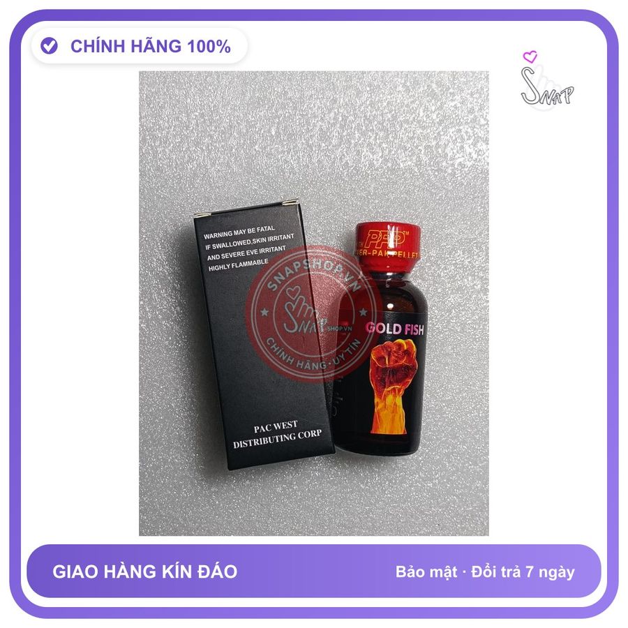 Chai hít tăng khoái cảm Popper GOLD FISH 30ml Tinh dầu Popper, 30ml, Dòng Mạnh, che tên sản phẩm bảo mật kín đáo