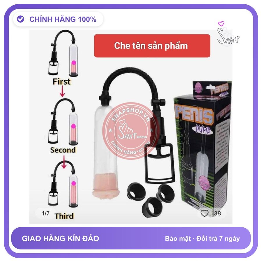 PENIS PUMP Máy tập tăng kích thước dương vật, dễ tập, cam kết to dài, che tên sản phẩm bảo mật kín đáo