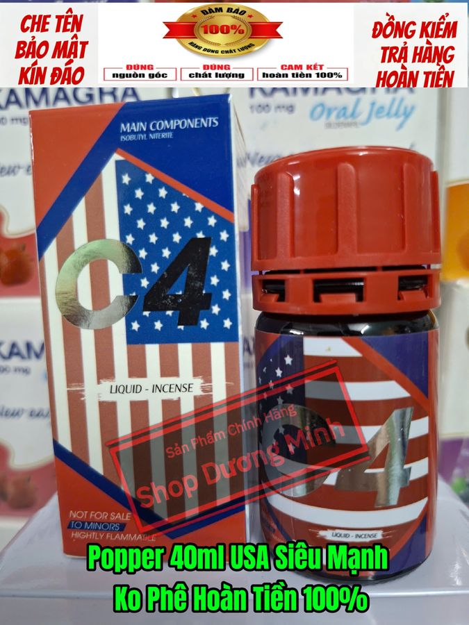 Popper C4 USA 40ml, Tăng Hưng Phấn Tức Thì, Kích Thích Cực Mạnh 