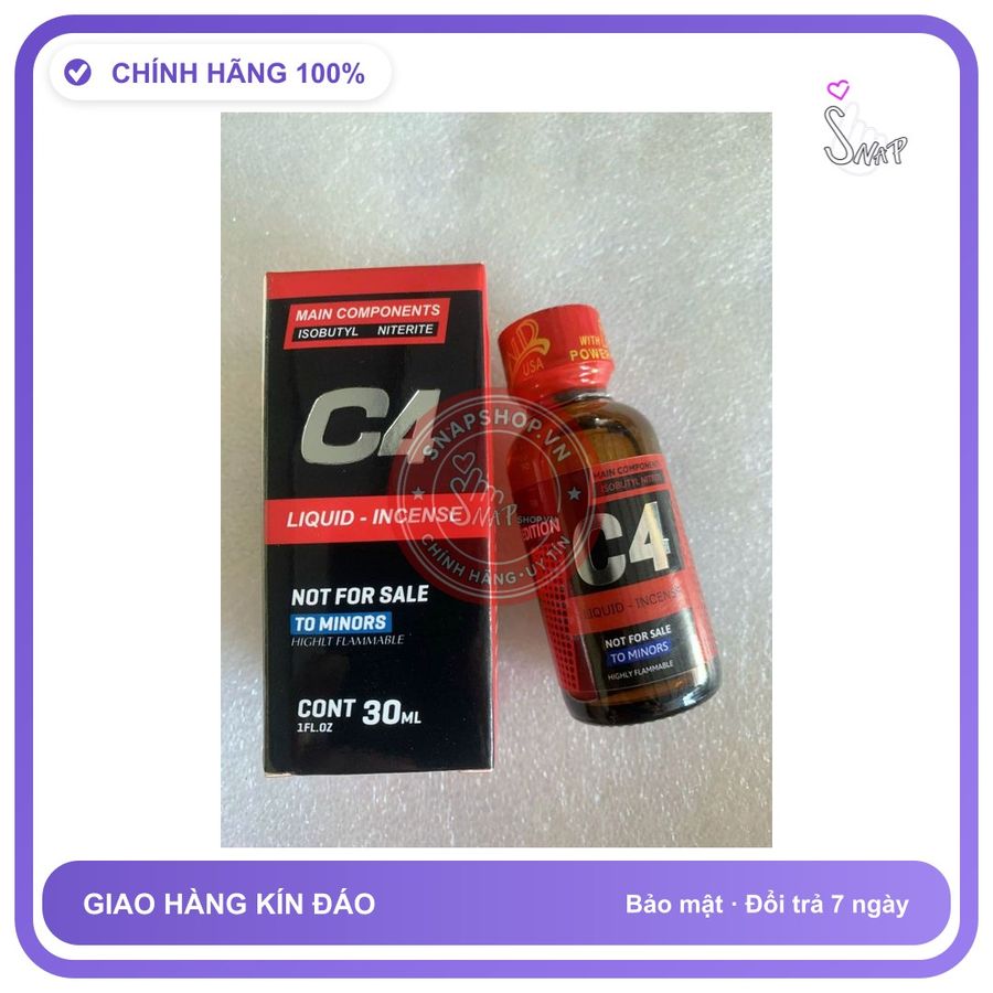 Chai hít tăng khoái cảm Popper C4 Chai hít kích thích hưng phấn cực mạnh cho nam nữ, tác dụng tức thì, che tên sản phẩm bảo mật kín đáo
