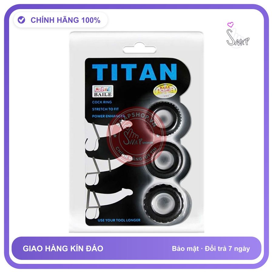 Đồ chơi người lớn TITAN Vòng đeo dương vật,bộ 3 cái, giúp hỗ trợ cương cứng,to hơn, kéo dài thời gian quan hệ