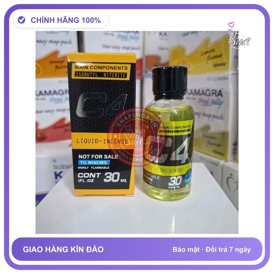 Chai hít tăng khoái cảm Popper C4 30ml Popper c4 30ml, cực mạnh, cho ng lờn nặng, che tên sản phẩm bảo mật kín đáo