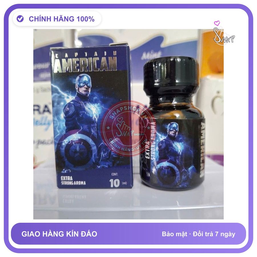 Chai hít tăng khoái cảm Popper Captain American 10ml Popper 10ml Usa, Cực Mạnh, Phê Lâu, Ko Nhức Đầu, che tên sản phẩm bảo mật kín đáo