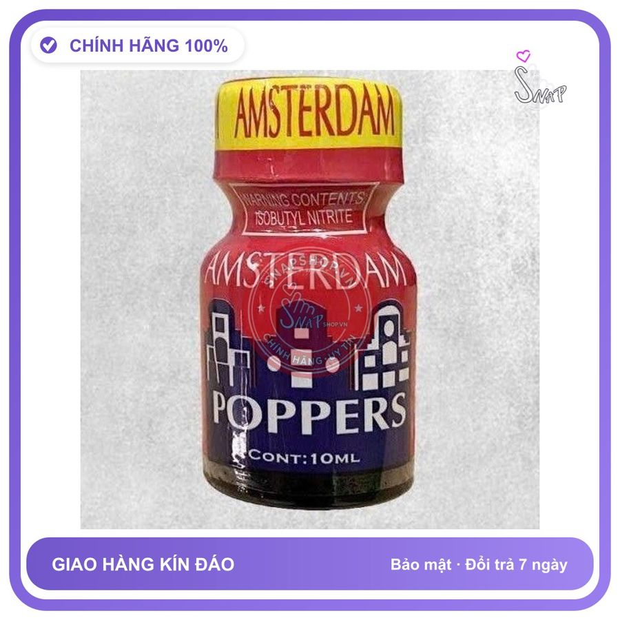 Chai hít tăng khoái cảm Popper AMSTERDAM 10ml Popper 10ml Mẫu Mạnh, Truyền Thống, Bao Phê, che tên sản phẩm bảo mật kín đáo