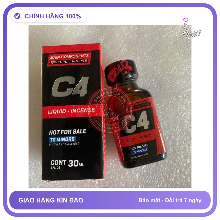 Chai hít tăng khoái cảm Popper C4 30ml Popper 30ml USA, Giá Sỉ, che tên sản phẩm bảo mật kín đáo