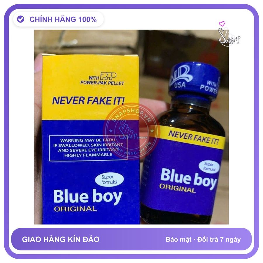 Chai hít tăng khoái cảm Popper Blue boy 30ml Chính hãng Popper 30ml, USA Hàng Chính Hãng, Giá Sỉ, che tên sản phẩm bảo mật kín đáo 0012