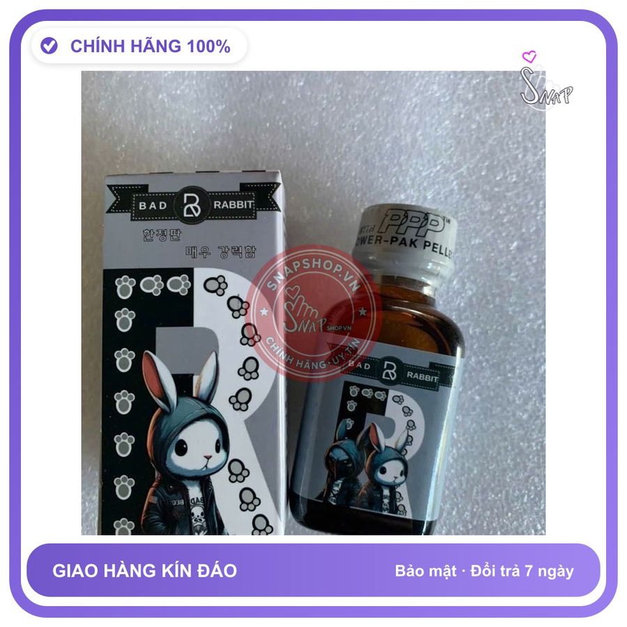 Chai hít tăng khoái cảm Popper BAD RABBIT 30ml Popper 30ml, giá sỉ, che tên sản phẩm bảo mật kín đáo 092358