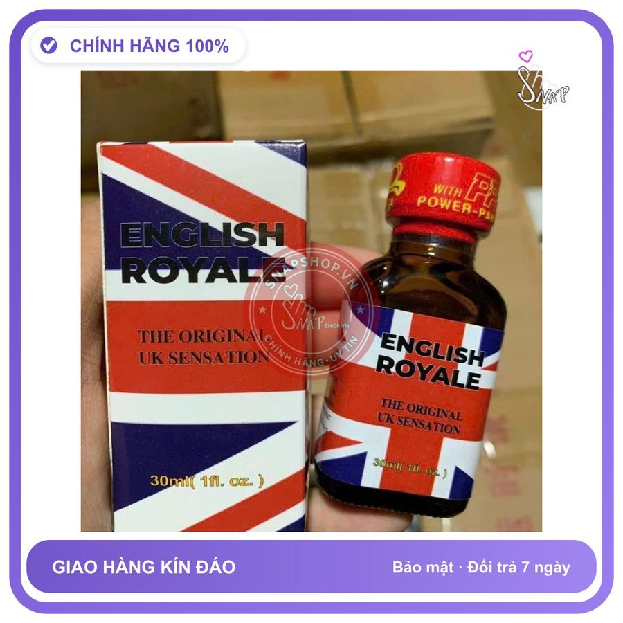 Chai hít tăng khoái cảm Popper ENGLISH ROYALE 30ml Popper 30ml, giá sỉ, che tên sản phẩm bảo mật kín đáo,0627934