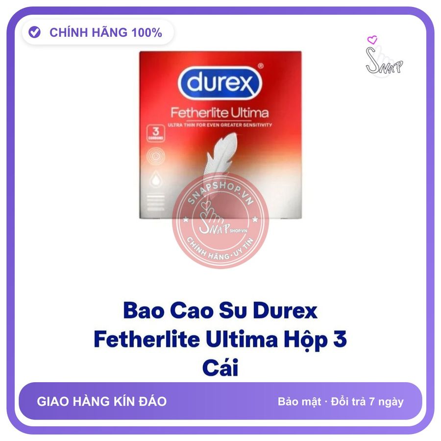 Bao cao su Durex Bao cao su durex, hộp 3 cái,che tên sản phẩm bảo mật kín đáo