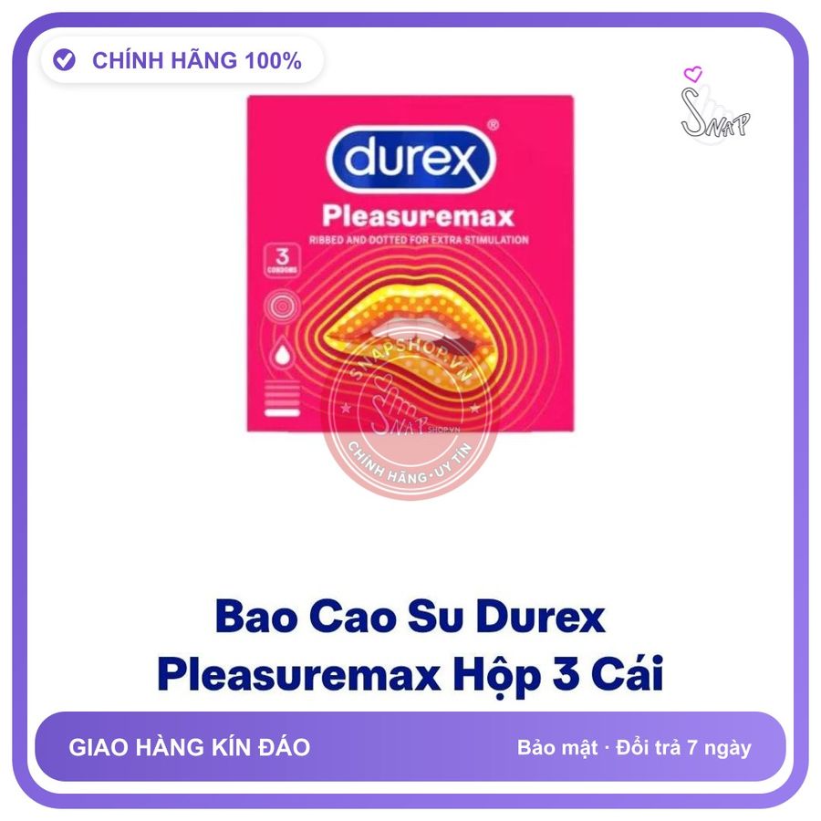Bao cao su Durex Bao cao su durex, hộp 3 cái, có gai, chính hãng, che tên sản phẩm bảo mật kín đáo