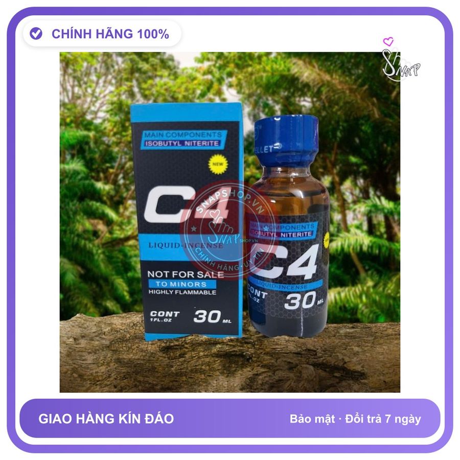 Chai hít tăng khoái cảm Popper C4 30ml Popper 30ml USA, Cực Mạnh, Cho Ng Lờn, Mùi Dịu, Ko Nhức Đầu, che tên sản phẩm bảo mật kín đáo