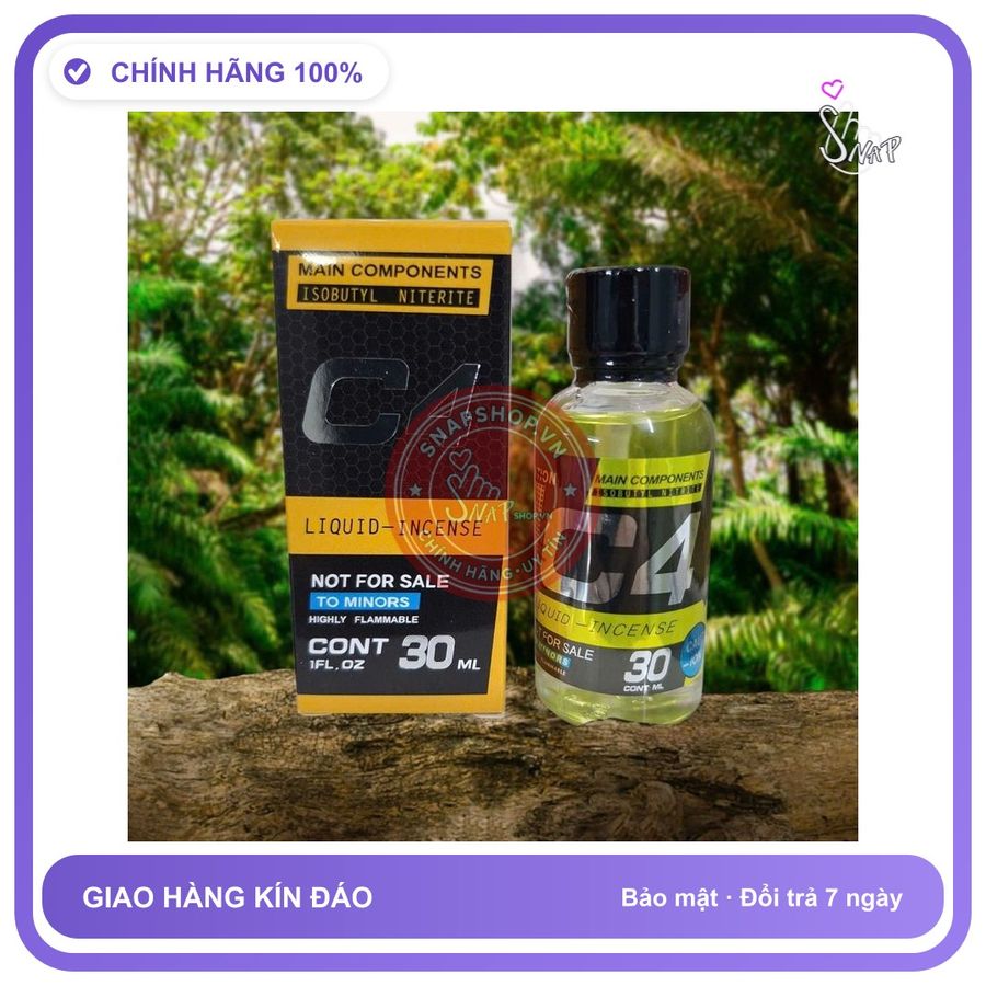 Chai hít tăng khoái cảm Popper C4 30ml Chính hãng Popper 30ml USA,Dòng Mạnh, Cho Ng Lờn Nặng, che tên sản phẩm bảo mật kín đáo